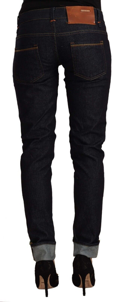 Jeans slim fit a vita bassa in cotone nero Acht