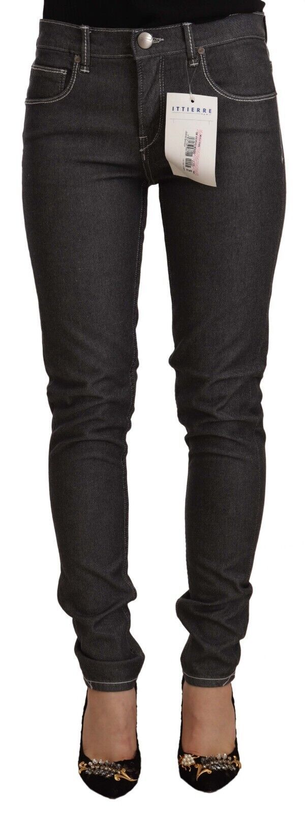 Jeans aderenti slim fit in denim a vita bassa neri Acht
