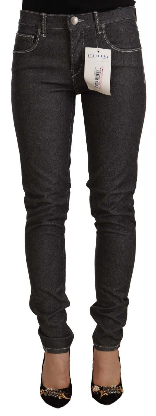 Jeans aderenti slim fit in denim a vita bassa neri Acht