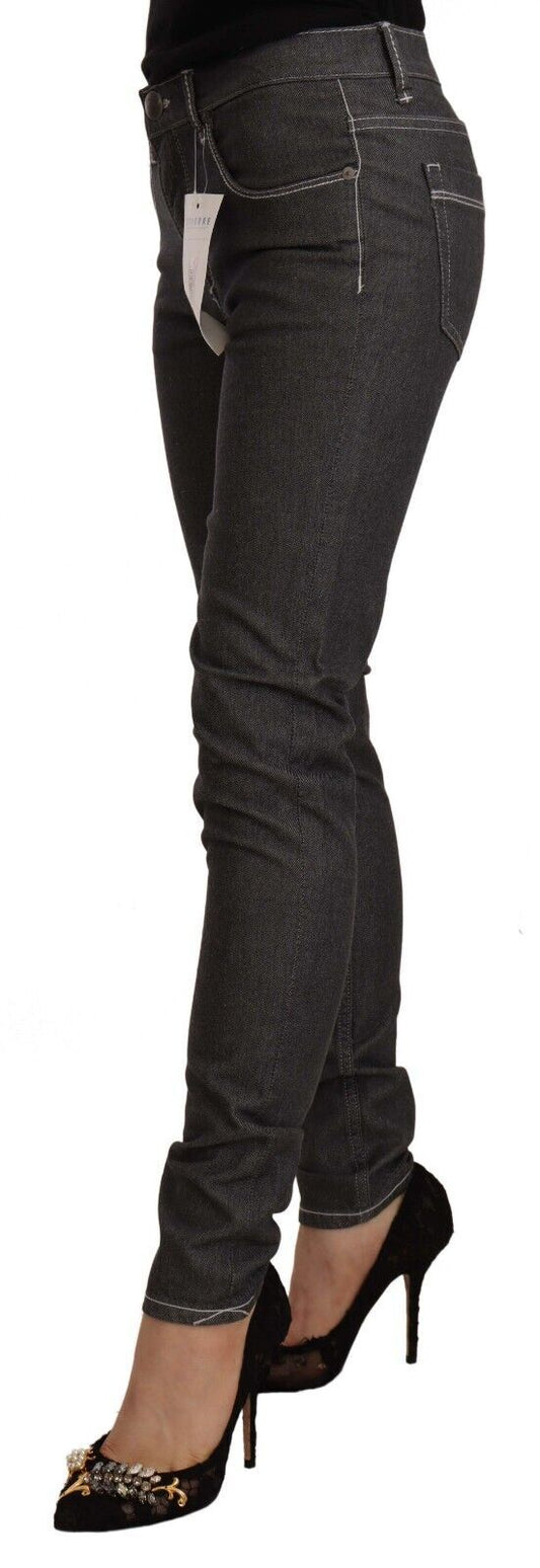 Jeans aderenti slim fit in denim a vita bassa neri Acht