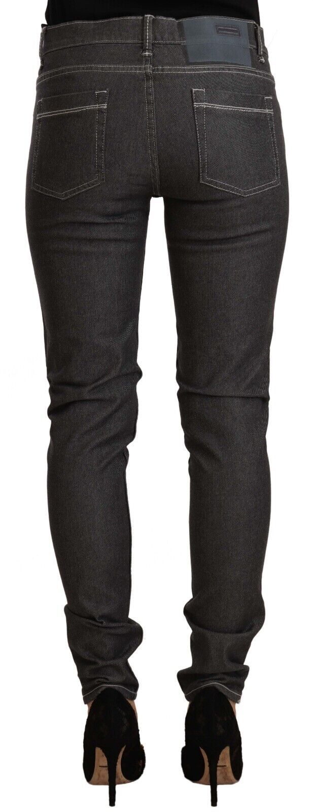 Jeans aderenti slim fit in denim a vita bassa neri Acht
