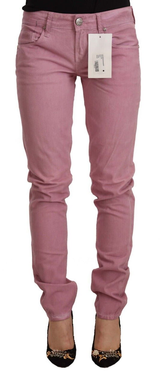 Jeans skinny da donna in cotone rosa Acht slim fit