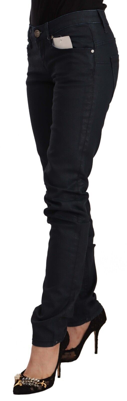 Jeans slim fit a vita bassa in cotone nero Acht