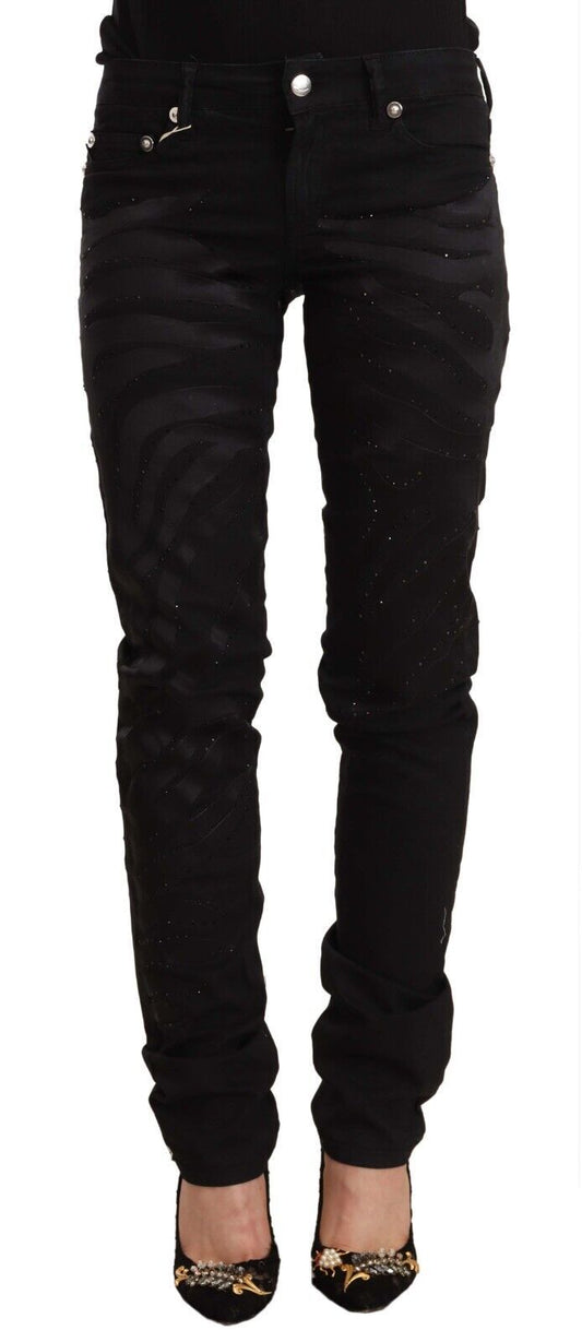Jeans skinny neri a vita media con decorazioni Just Cavalli