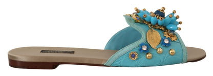 Sandali Dolce &amp; Gabbana in pelle esotica con cristalli blu