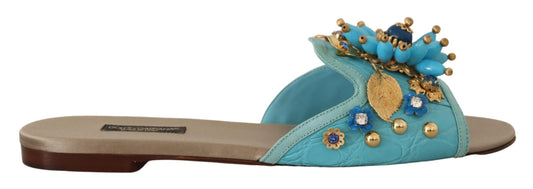 Sandali Dolce &amp; Gabbana in pelle esotica con cristalli blu