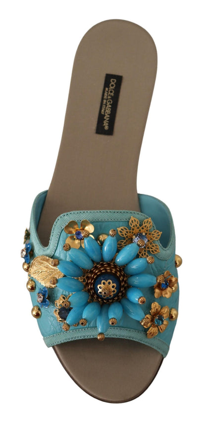 Sandali Dolce &amp; Gabbana in pelle esotica con cristalli blu