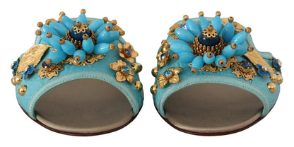 Sandali Dolce &amp; Gabbana in pelle esotica con cristalli blu