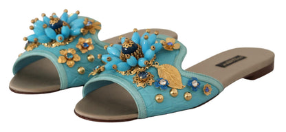 Sandali Dolce &amp; Gabbana in pelle esotica con cristalli blu