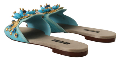 Sandali Dolce &amp; Gabbana in pelle esotica con cristalli blu