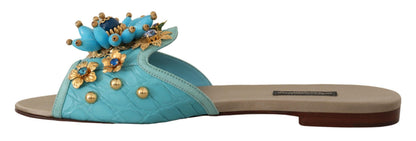 Sandali Dolce &amp; Gabbana in pelle esotica con cristalli blu
