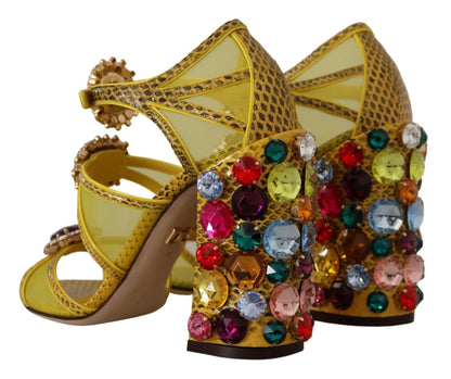 Sandali in pelle gialla con cristalli Ayers di Dolce &amp; Gabbana