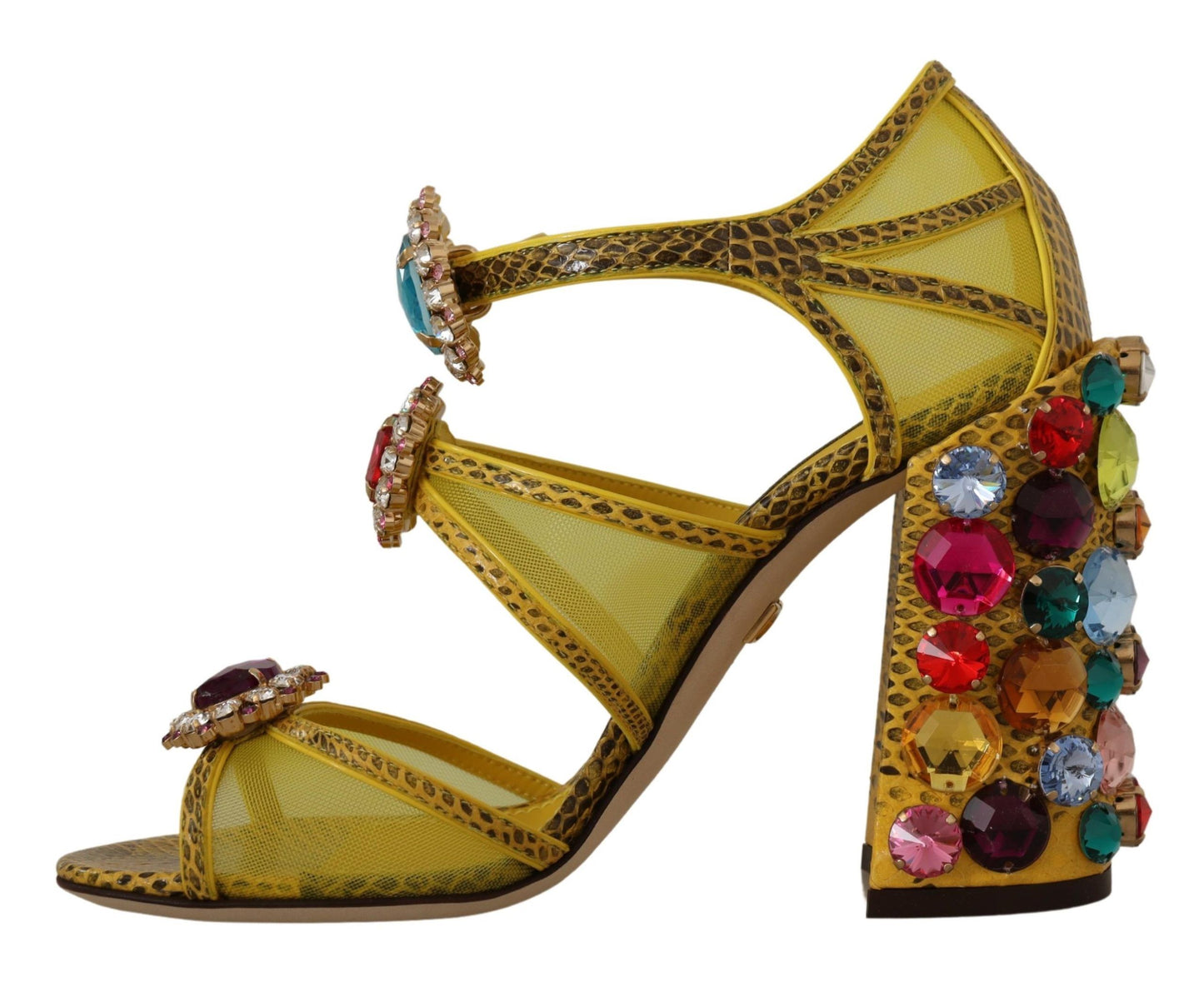 Sandali in pelle gialla con cristalli Ayers di Dolce &amp; Gabbana