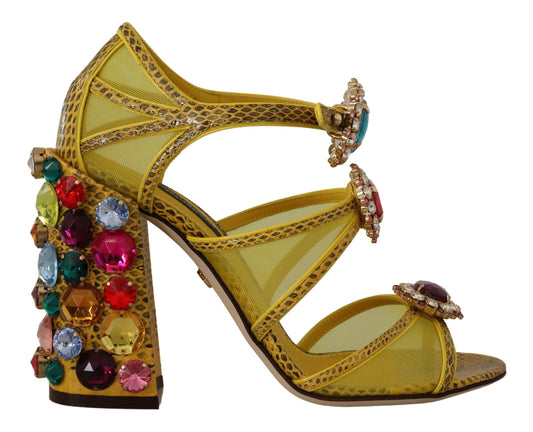 Sandali in pelle gialla con cristalli Ayers di Dolce &amp; Gabbana