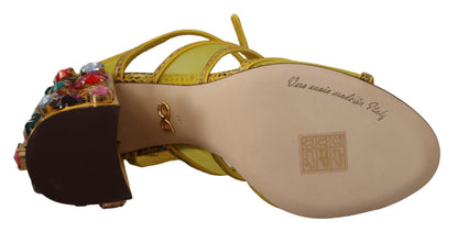 Sandali in pelle gialla con cristalli Ayers di Dolce &amp; Gabbana