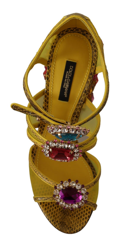 Sandali in pelle gialla con cristalli Ayers di Dolce &amp; Gabbana