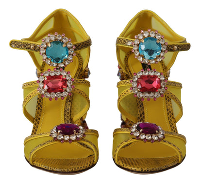 Sandali in pelle gialla con cristalli Ayers di Dolce &amp; Gabbana