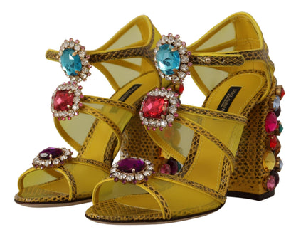 Sandali in pelle gialla con cristalli Ayers di Dolce &amp; Gabbana