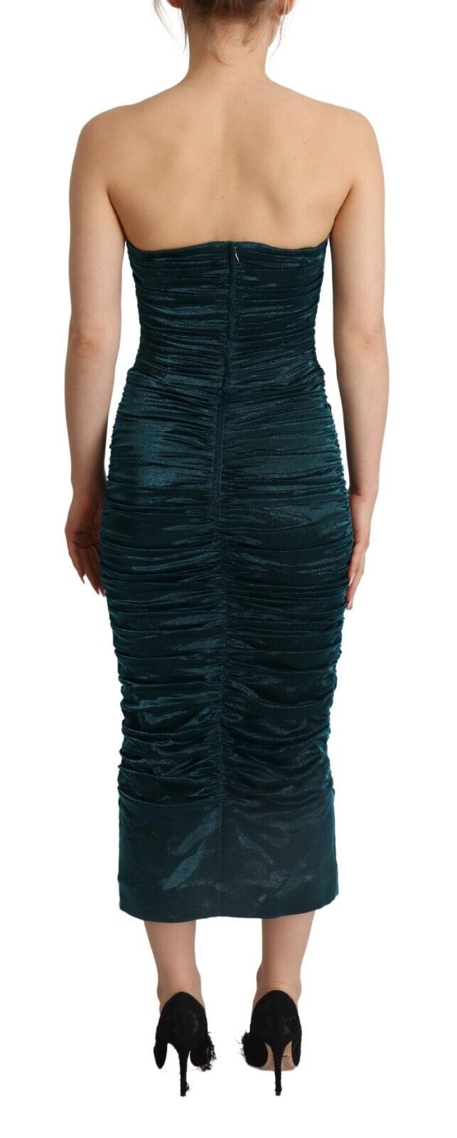 Dolce &amp; Gabbana Abito midi drappeggiato con corpetto bustier turchese