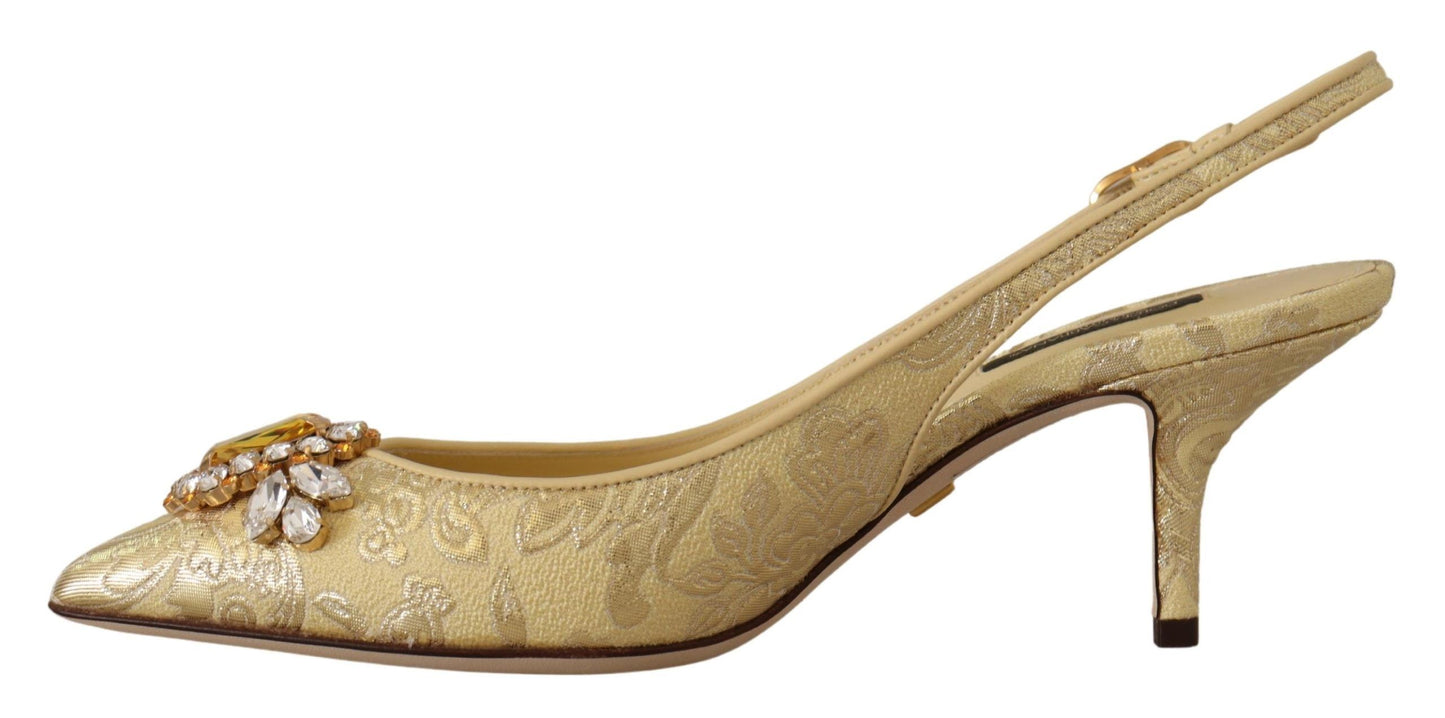 Scarpe con tacco e cinturino alla caviglia con cristalli dorati Dolce &amp; Gabbana