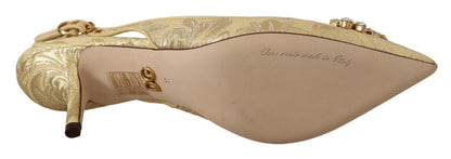 Scarpe con tacco e cinturino alla caviglia con cristalli dorati Dolce &amp; Gabbana