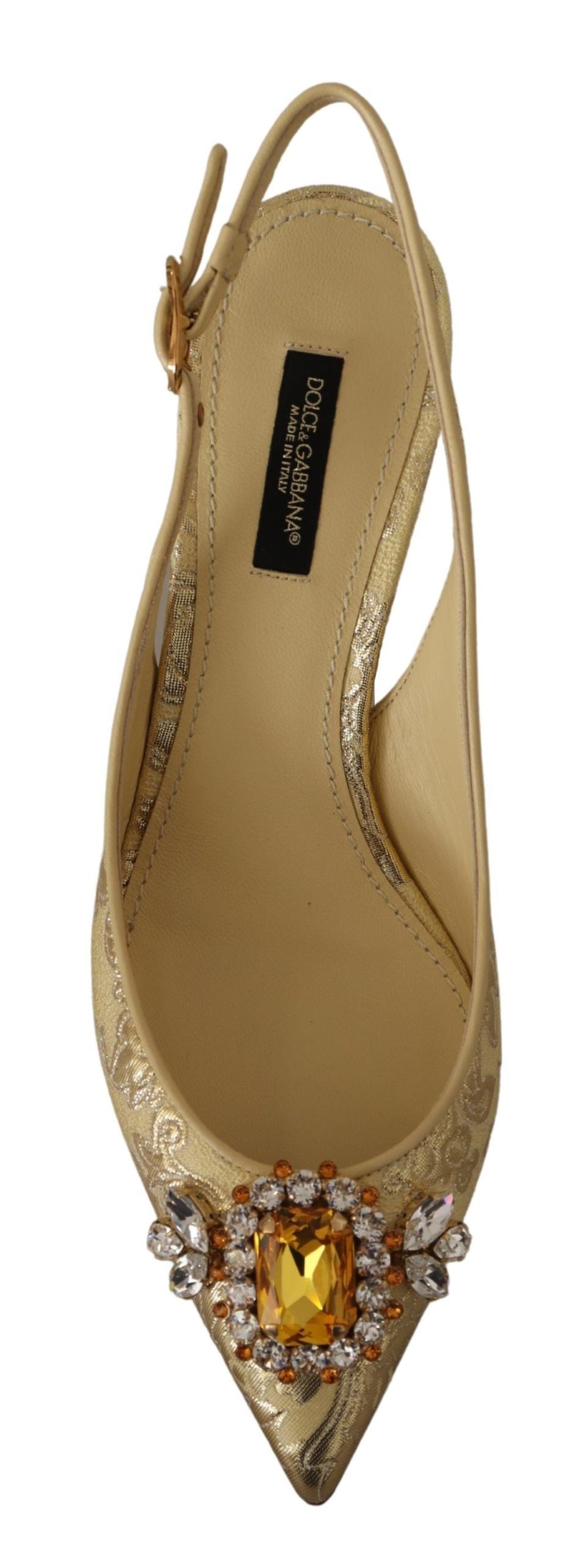 Scarpe con tacco e cinturino alla caviglia con cristalli dorati Dolce &amp; Gabbana
