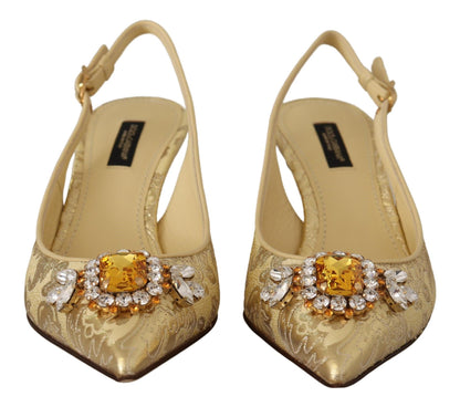Scarpe con tacco e cinturino alla caviglia con cristalli dorati Dolce &amp; Gabbana