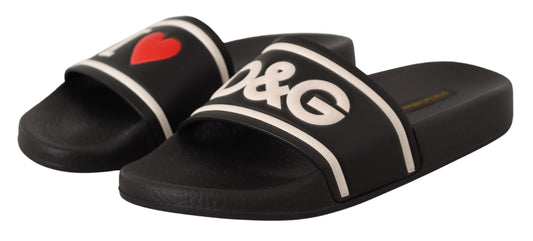 Sandali Dolce &amp; Gabbana in pelle nera I Love D&amp;G