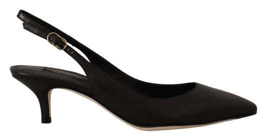 Scarpe con tacco e décolleté in pelle nera Dolce &amp; Gabbana