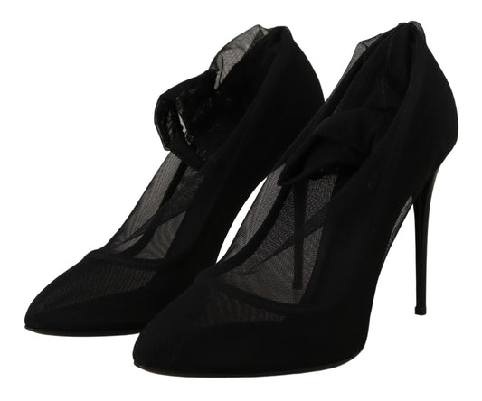 Dolce &amp; Gabbana - Stivali neri elasticizzati in tulle