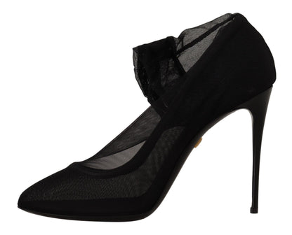 Dolce &amp; Gabbana - Stivali neri elasticizzati in tulle