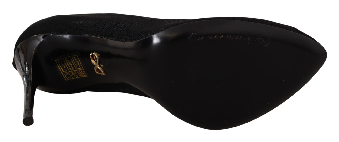 Dolce &amp; Gabbana - Stivali neri elasticizzati in tulle