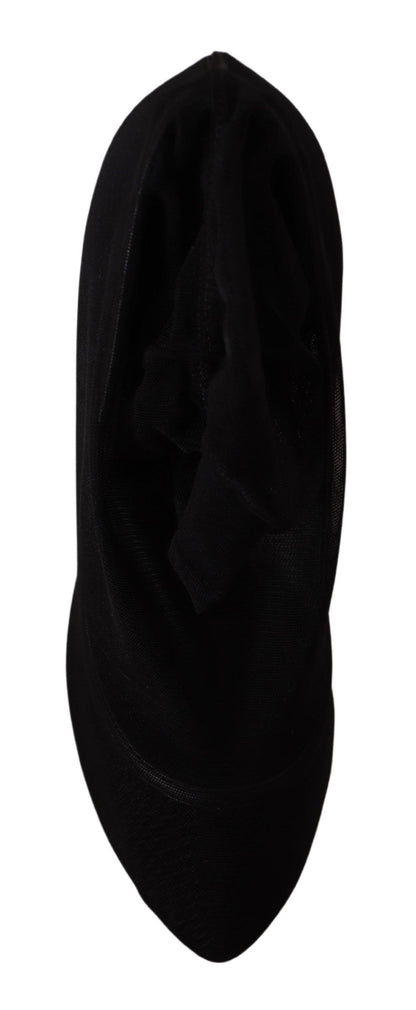 Dolce &amp; Gabbana - Stivali neri elasticizzati in tulle