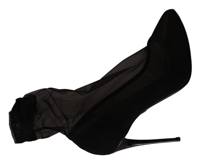 Dolce &amp; Gabbana - Stivali neri elasticizzati in tulle