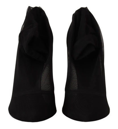Dolce &amp; Gabbana - Stivali neri elasticizzati in tulle