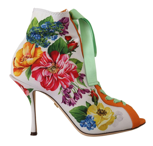 Dolce &amp; Gabbana Stivali in jersey elasticizzato bianco con tacco a spillo