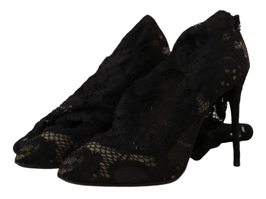 Dolce &amp; Gabbana Calzini elasticizzati neri Stivali Taormina in pizzo Scarpe