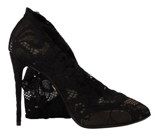 Dolce &amp; Gabbana Calzini elasticizzati neri Stivali Taormina in pizzo Scarpe