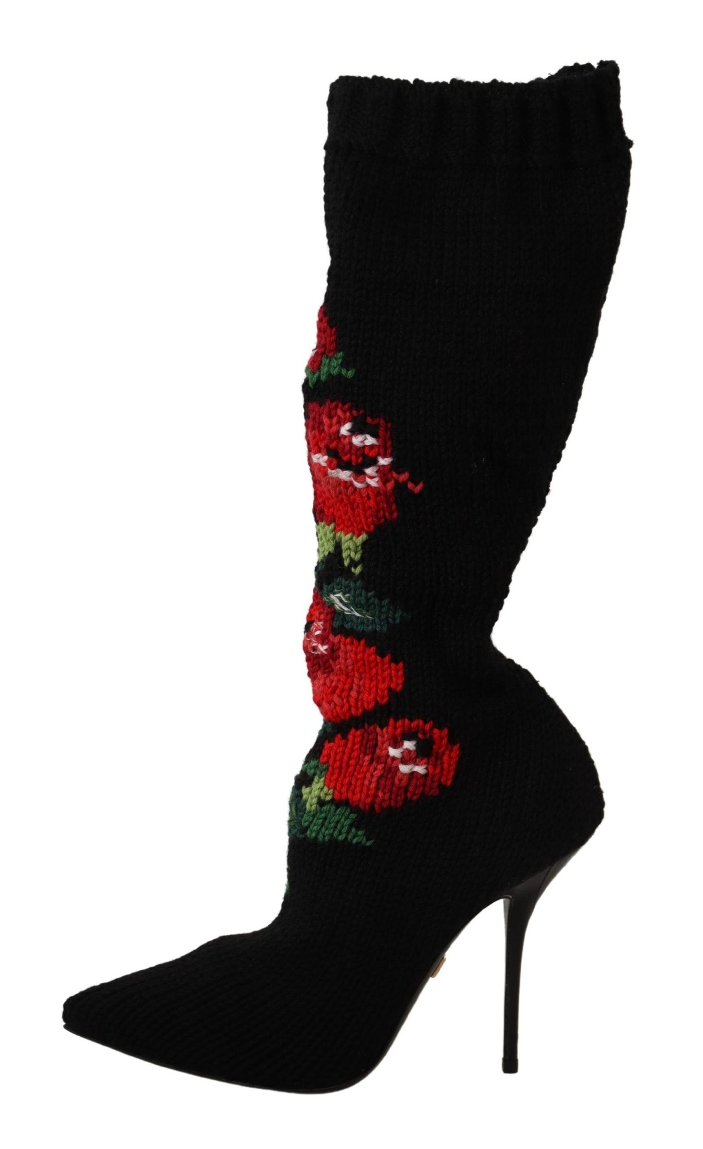 Dolce &amp; Gabbana Calzini elasticizzati neri con rose rosse e stivaletti