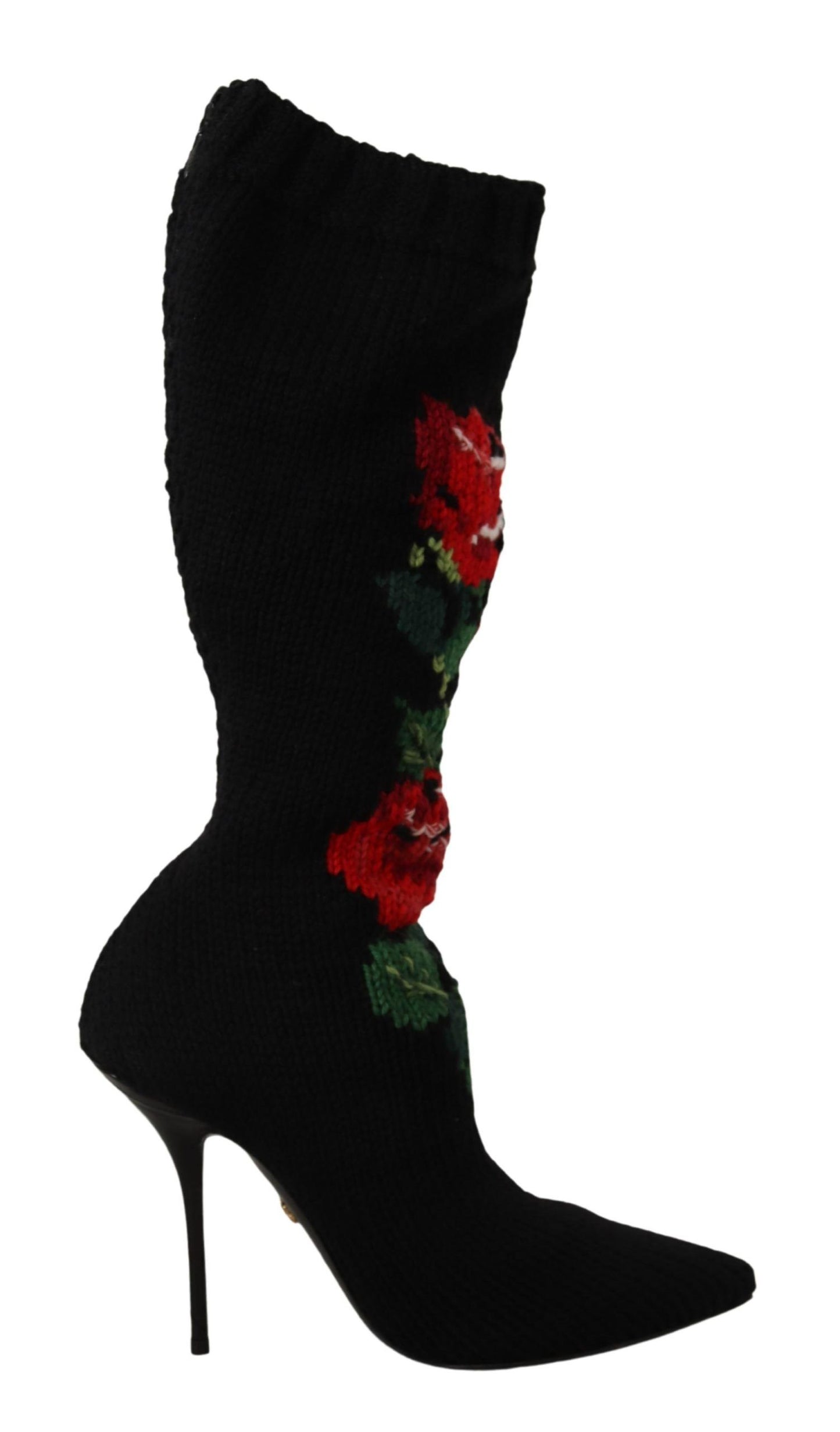 Dolce &amp; Gabbana Calzini elasticizzati neri con rose rosse e stivaletti