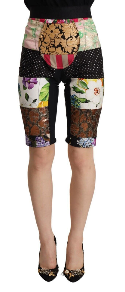 Pantaloni cropped a vita alta con patchwork multicolore Dolce &amp; Gabbana