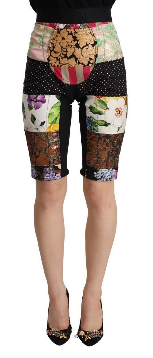 Pantaloni cropped a vita alta con patchwork multicolore Dolce &amp; Gabbana