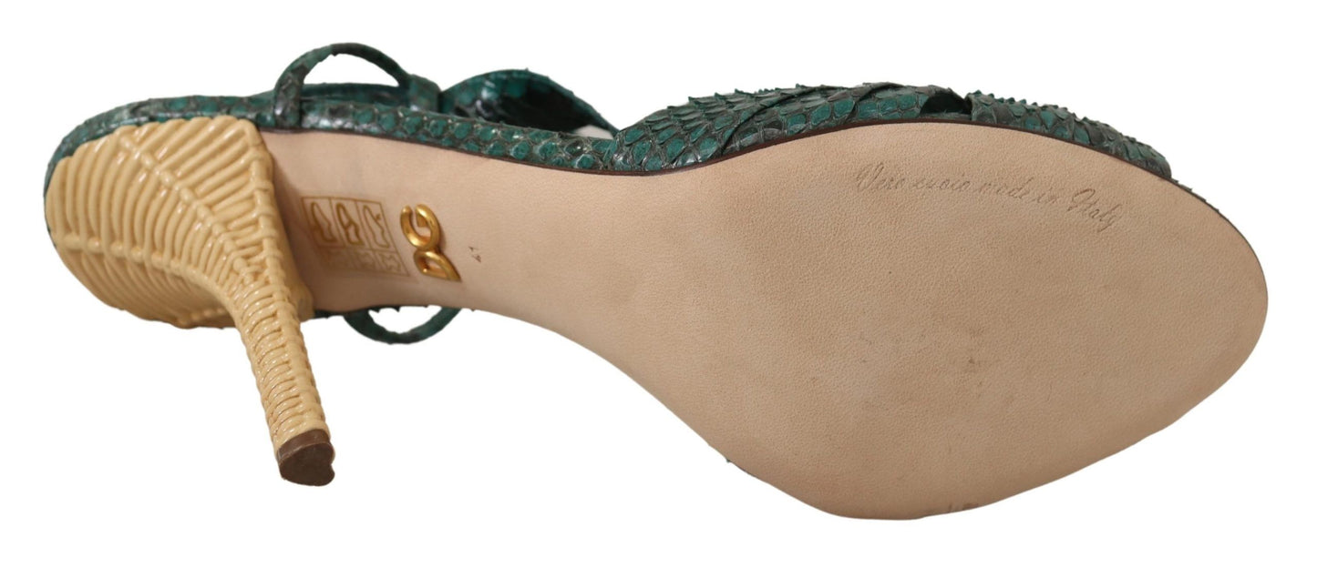 Sandali con cinturino in pitone verde Dolce &amp; Gabbana