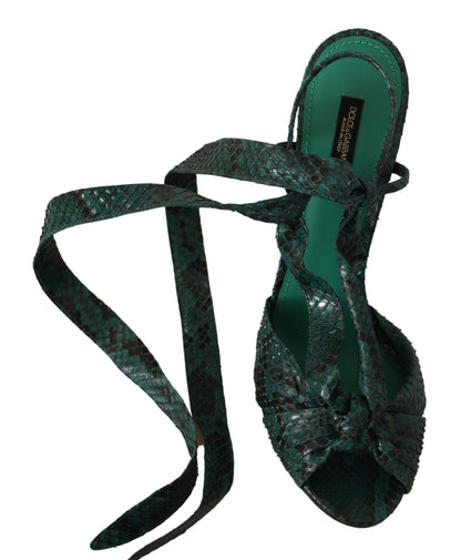 Sandali con cinturino in pitone verde Dolce &amp; Gabbana