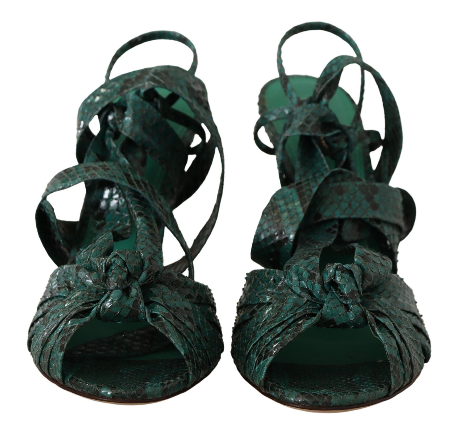 Sandali con cinturino in pitone verde Dolce &amp; Gabbana