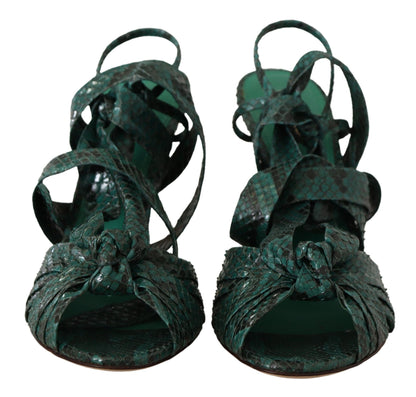 Sandali con cinturino in pitone verde Dolce &amp; Gabbana