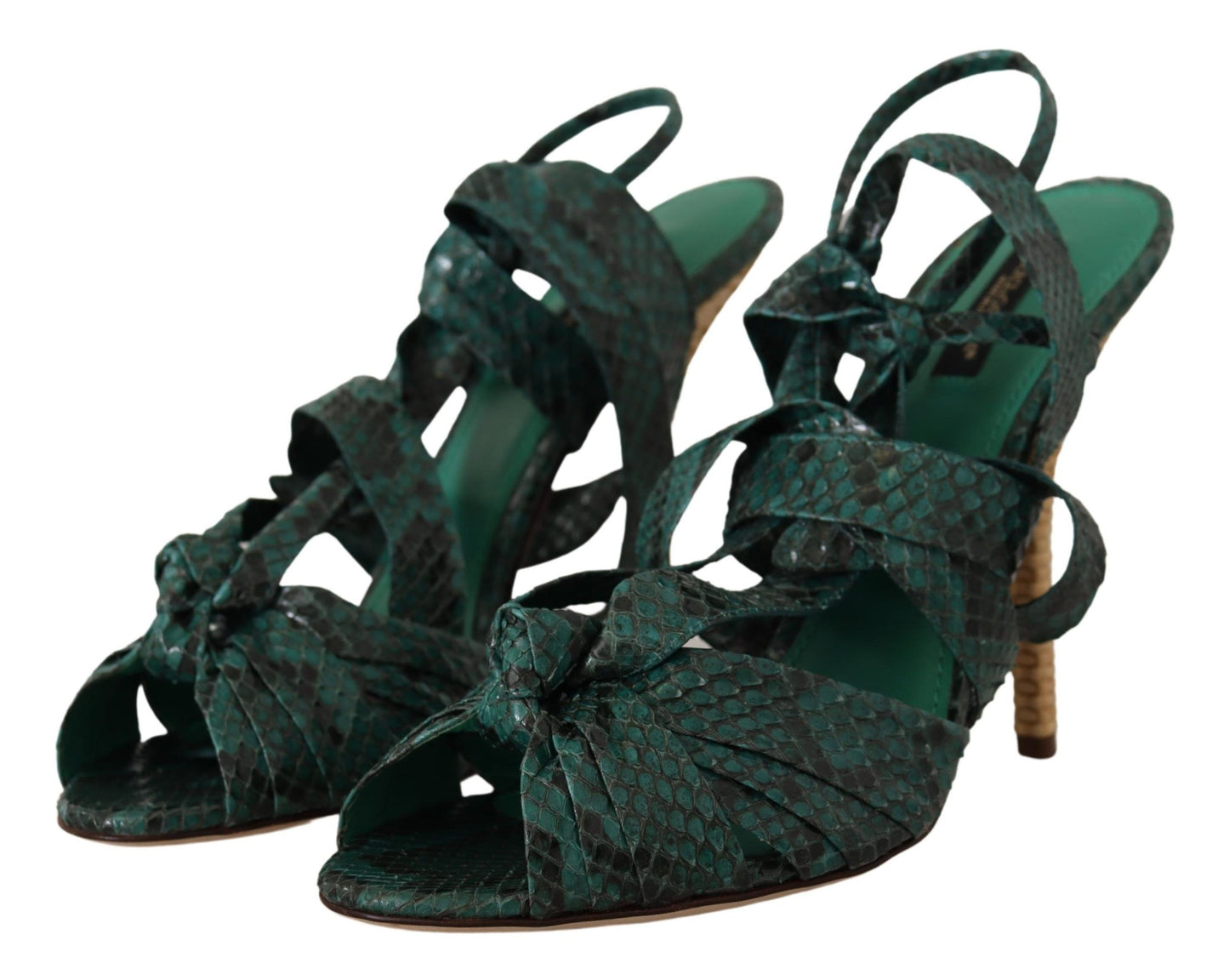 Sandali con cinturino in pitone verde Dolce &amp; Gabbana