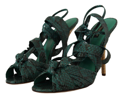 Sandali con cinturino in pitone verde Dolce &amp; Gabbana