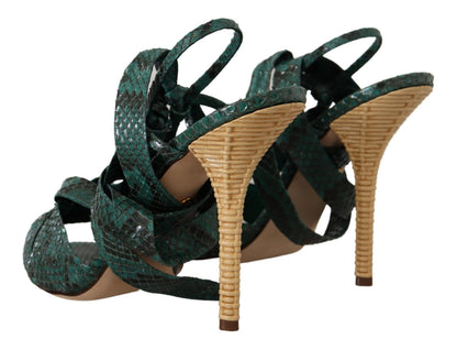 Sandali con cinturino in pitone verde Dolce &amp; Gabbana