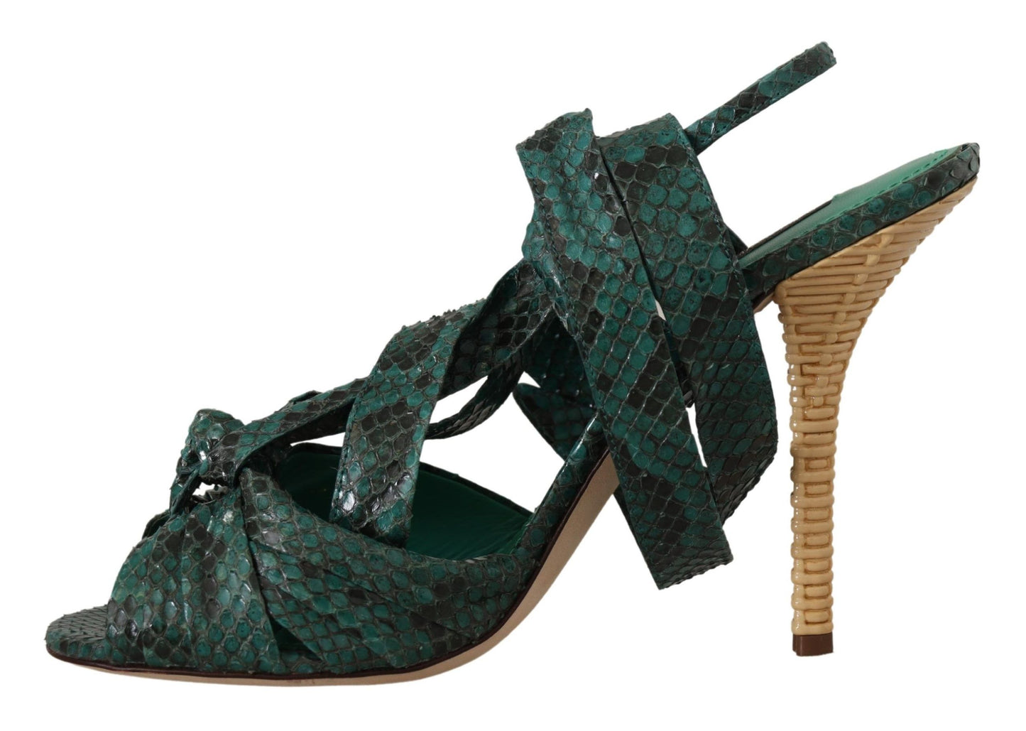 Sandali con cinturino in pitone verde Dolce &amp; Gabbana